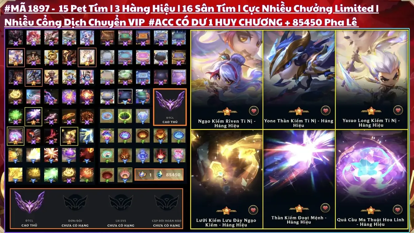 Ảnh chi tiết nick ĐTCL mã số 9829 - Phần 2